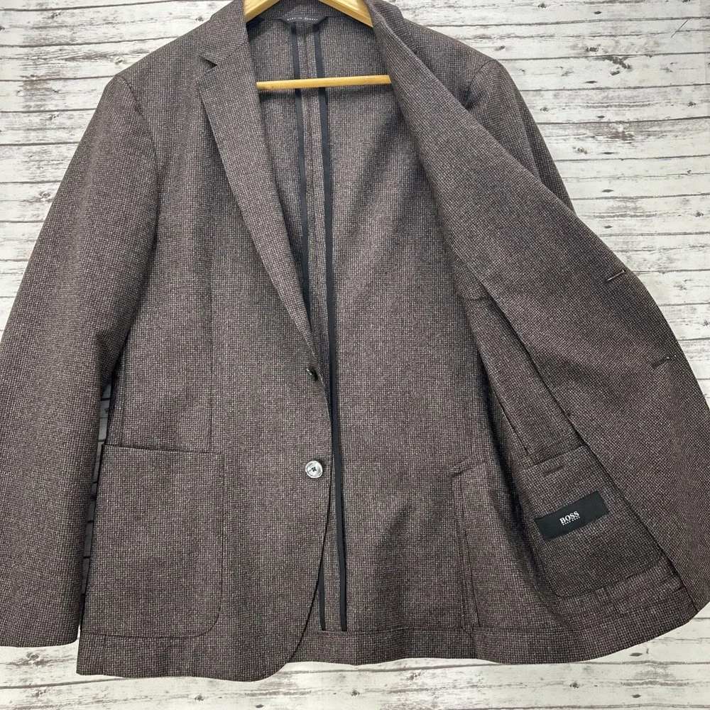 Hugo Boss Men's Nold2 Slim Fit 100% Wool Plaid Two Button Blazer US 38R IT 48